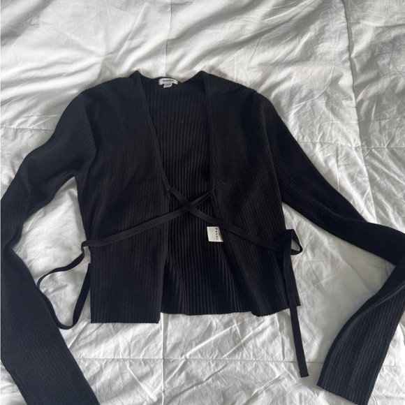 Garage Black Ribbed Tie Front Cardigan – Size XS (Never Worn) - Picture 2 of 10
